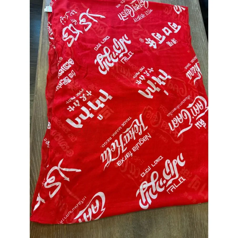 Coca Cola Multiple Languages Infinity Scarf Shawl Red Logo